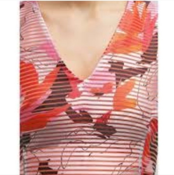 L. K. Bennett Prula graphic floral midi dress, pink pastels and peach, size 6 - Picture 7 of 10